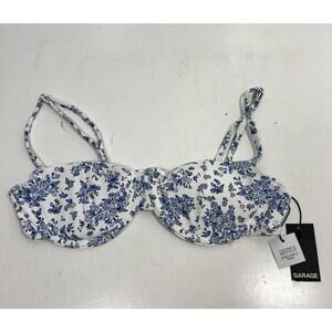 Garage Sz XS Floral Blue Underwire Balconies Bikini Top With Removeable Pads NWT